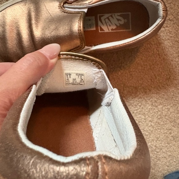 Bronze Rose Gold Metallic Slip On Vans - Picture 2 of 5